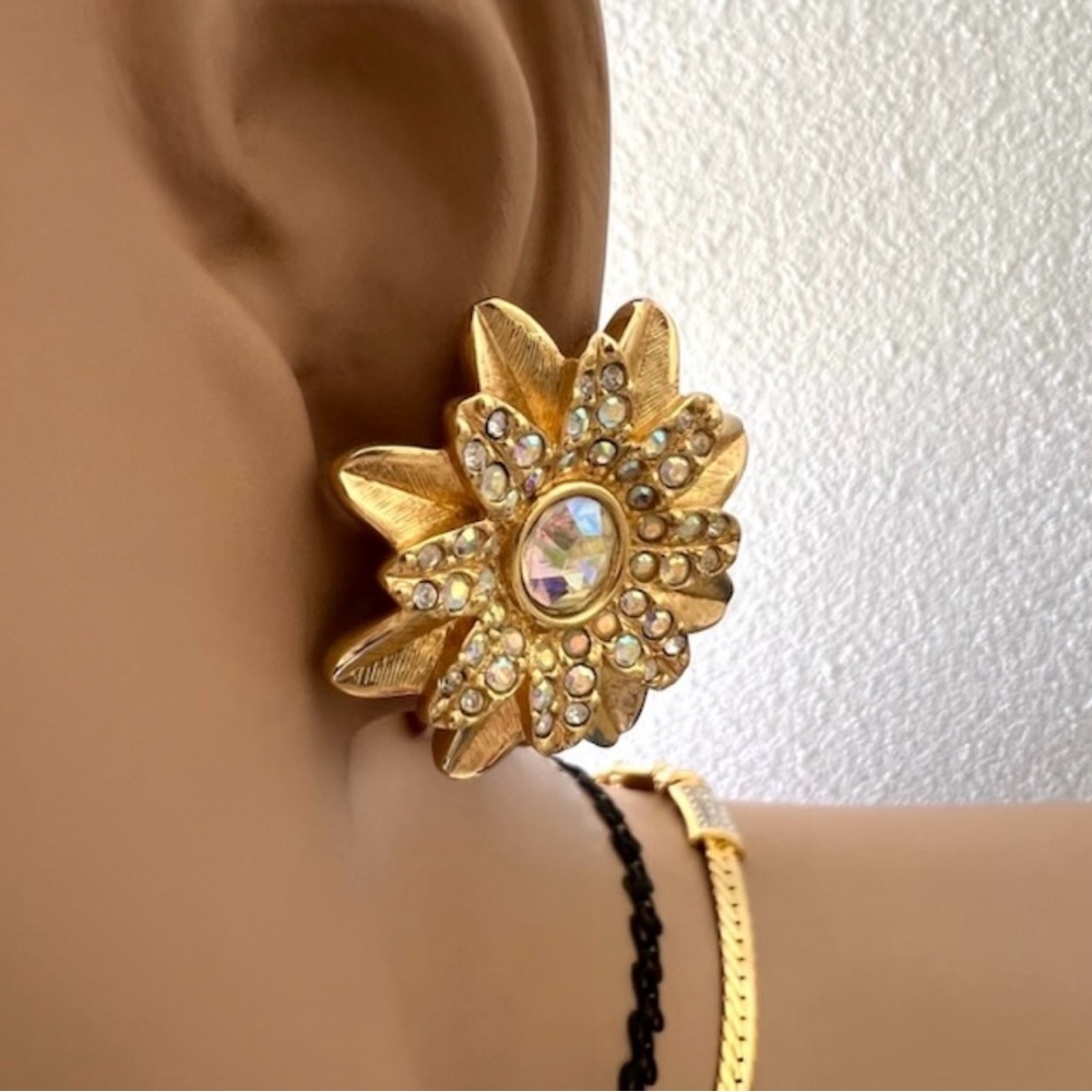 Swarovski Crystals Gold Blossom Earrings